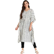 Women's Checkered Printed Kaftan Tunic Top